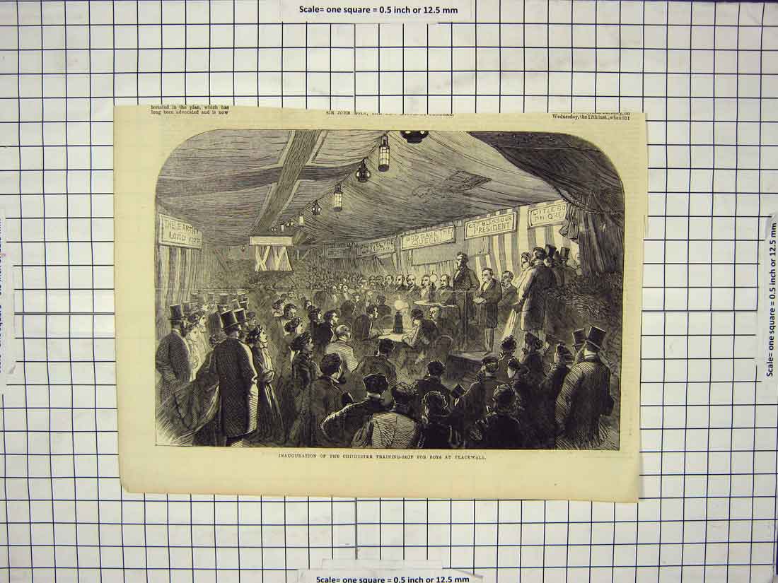 Original Old Antique Print Inauguration Chilhester Training Ship Boys Blackwall
