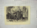Original Old Antique Print Family Home Scene Charade Hunt