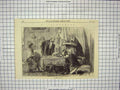 Original Old Antique Print 1866 House Family Scene Meeting Table 19th