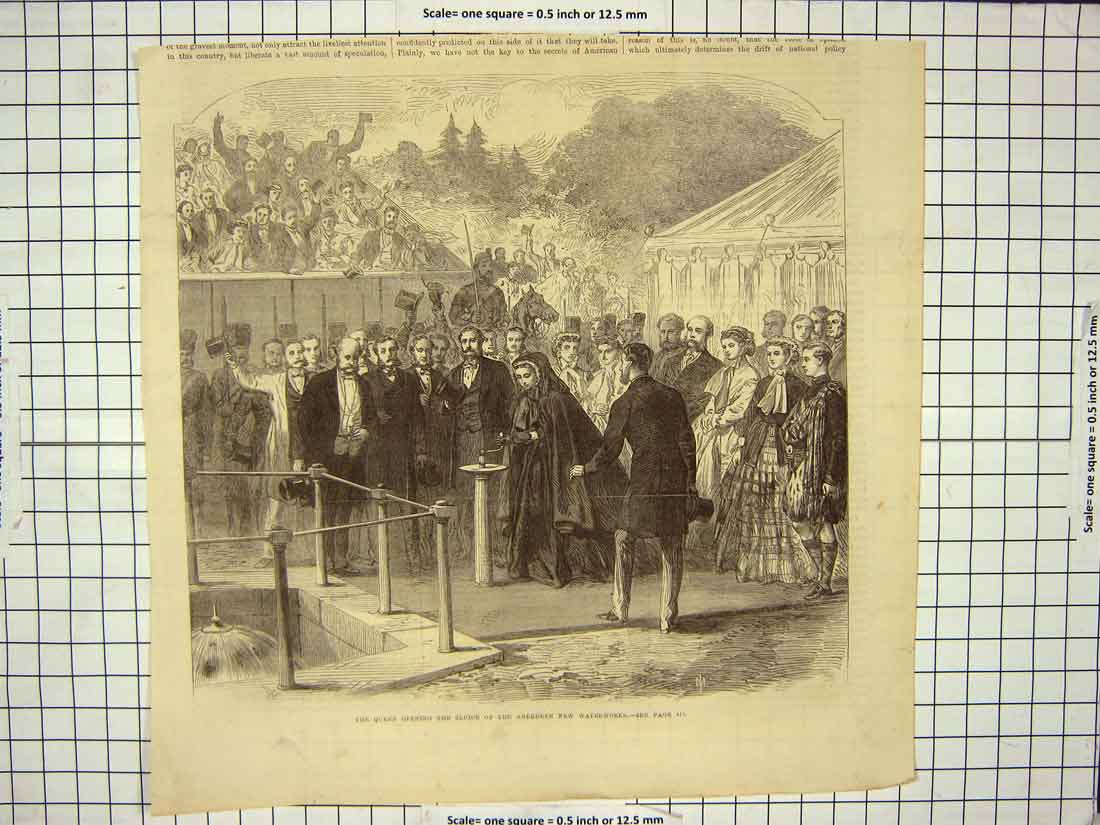 Original Old Antique Print Queen Sluice Aberdeen Waterworks Scotland