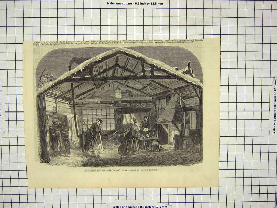 Original Old Antique Print Scene Play Ours Prince Wales Theatre