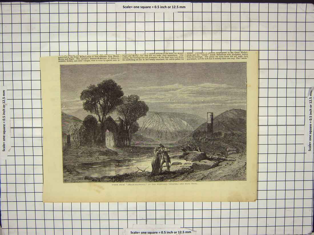 Original Old Antique Print Scene Arrah-Na-Pogut Princess Theatre Romance