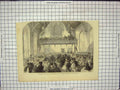 Original Old Antique Print Scene Building Masonic Institution Boys