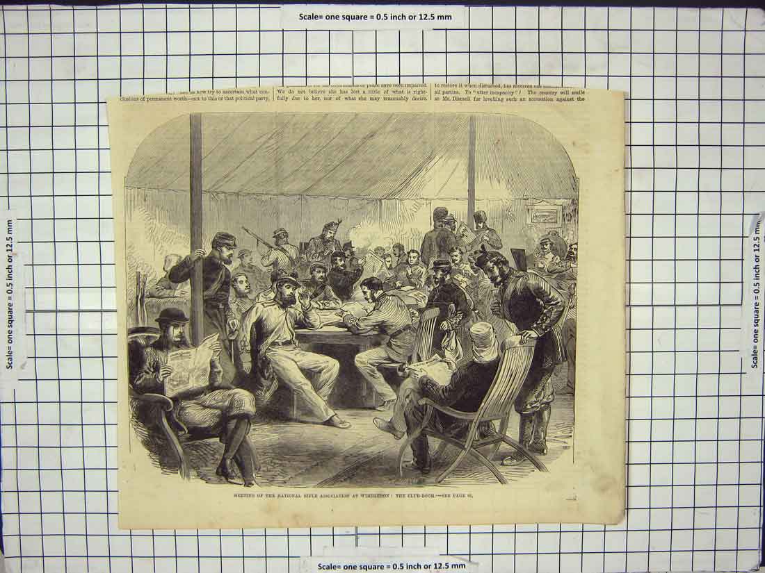 Old Antique Print Meeting National Rifle Association Wimbledon Club Room