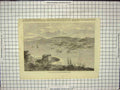 Original Old Antique Print View Point Levi Battlements Quebec Canada Ships