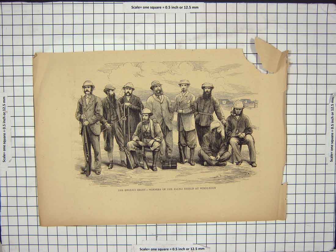 Old Antique Print English Eight Winners Elcho Shield Wimbledon Shooting