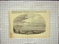 Original Old Antique Print Louisburg Harbour Cape Breton Ships