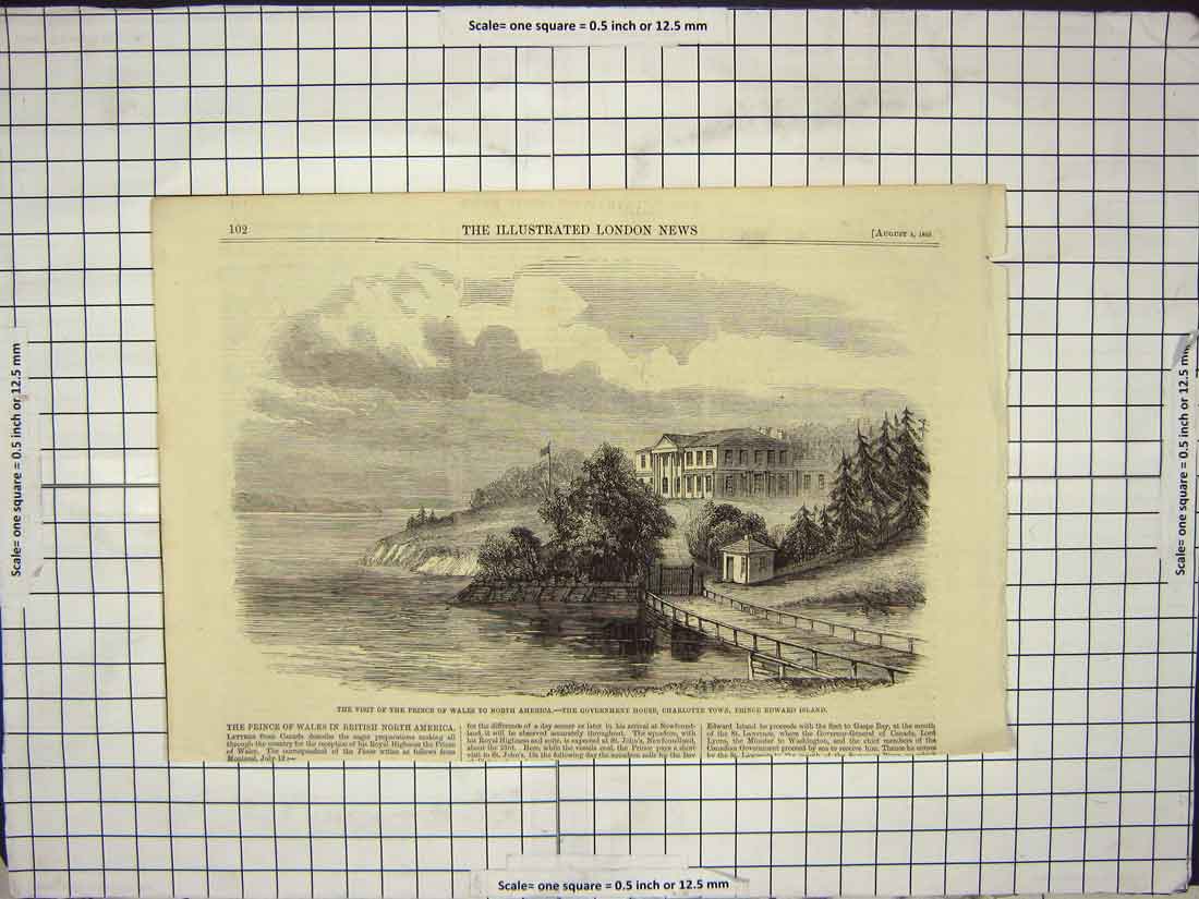 Old Antique Print 1860 Prince Wales North America Charlotte Edward Island 19th