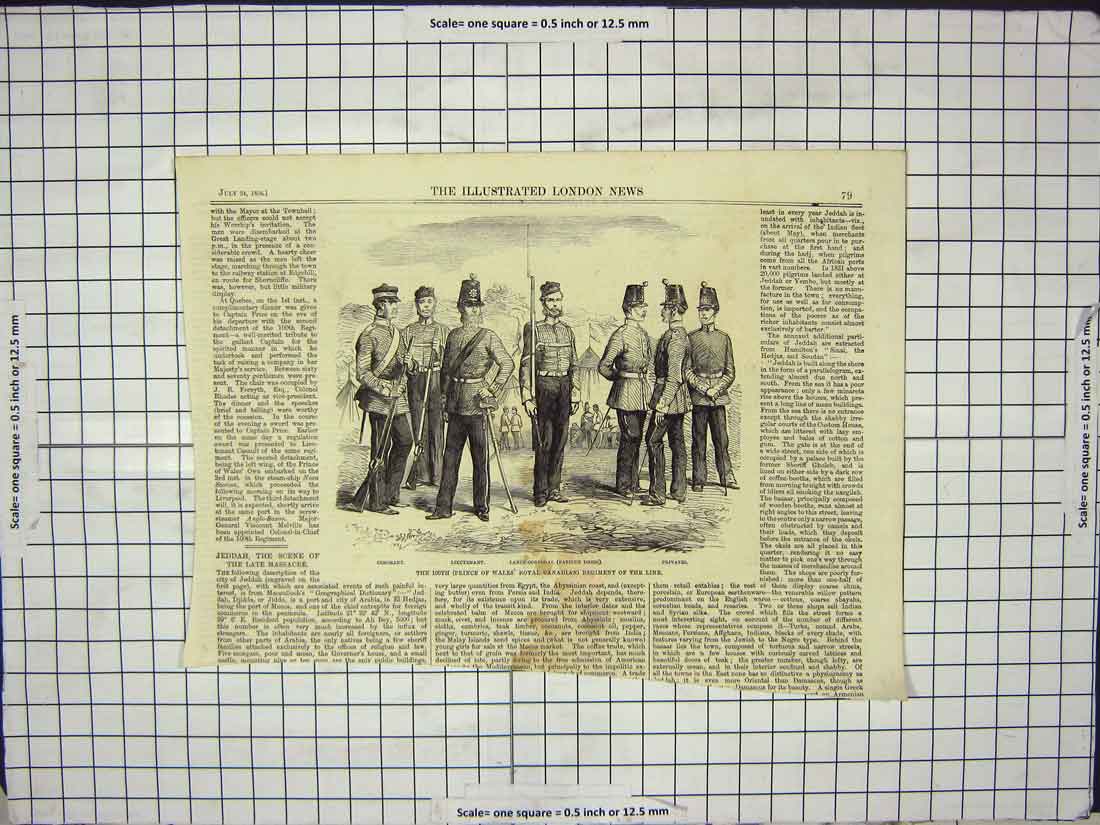 Original Old Antique Print 1858 100Th Prince Wales Canadian Regiment Siers War