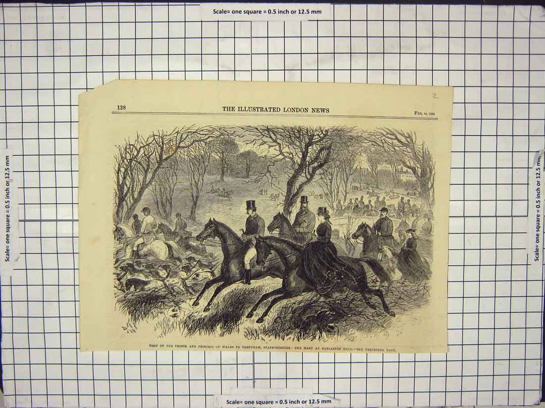 Old Print Ref.893 1866 Prince Wales Trentham Staffordshire Barlaston Hall