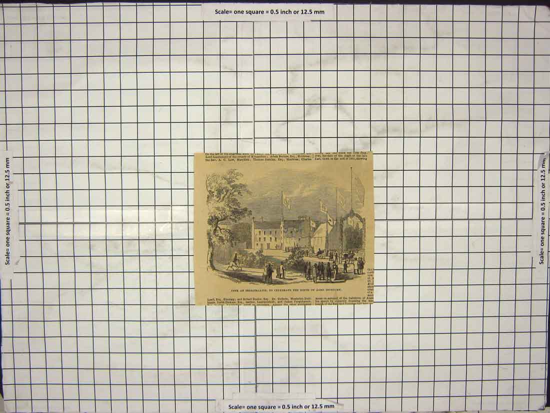 Original Old Antique Print Fete Inglismaldie Celebrate Birth Lord Inverury 20th