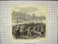 Original Old Antique Print Deep River Ottawa 1858 Canada Mountains Victorian