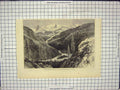 Original Old Antique Print Valley Defile Head Bute Inlet River Mountains Trees