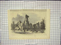 Original Old Antique Print Ruins Trinity Wesleyan Chapel Horses People