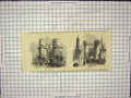 Original Old Antique Print Gate Cuarte Serranos Architecture