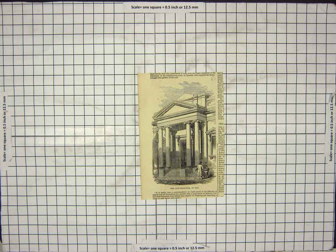 Original Old Antique Print New Corn Exchange Diss Building Architecture