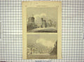 Original Old Antique Print Windsor Castle Round Tower London Architecture