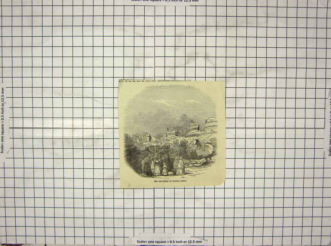 Original Old Antique Print Scene Excursion Burgh Castle Ruins