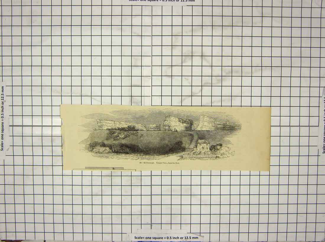 Original Old Antique Print General View Richborough House Ruins Antque