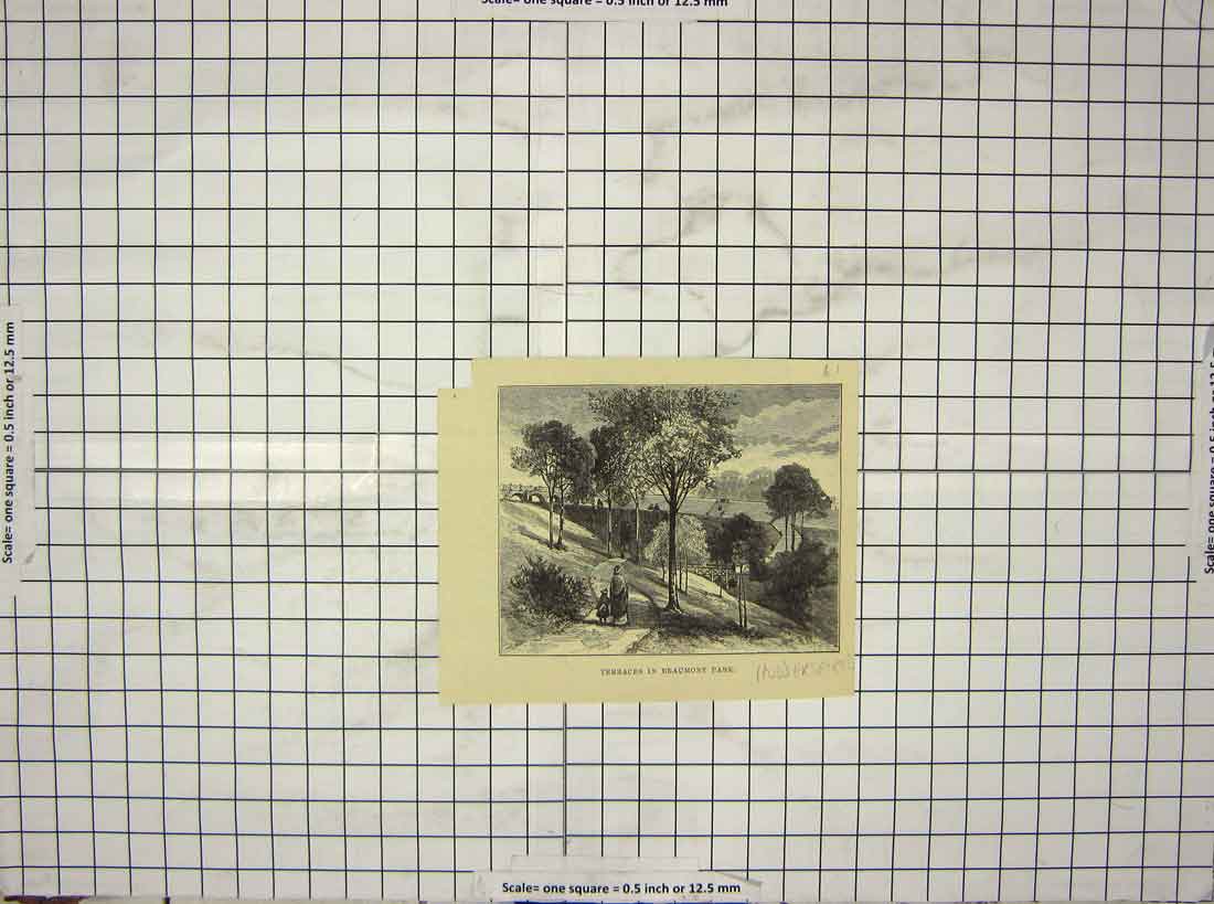 Original Old Antique Print View Terraces Beaumont Park Huddersfield England