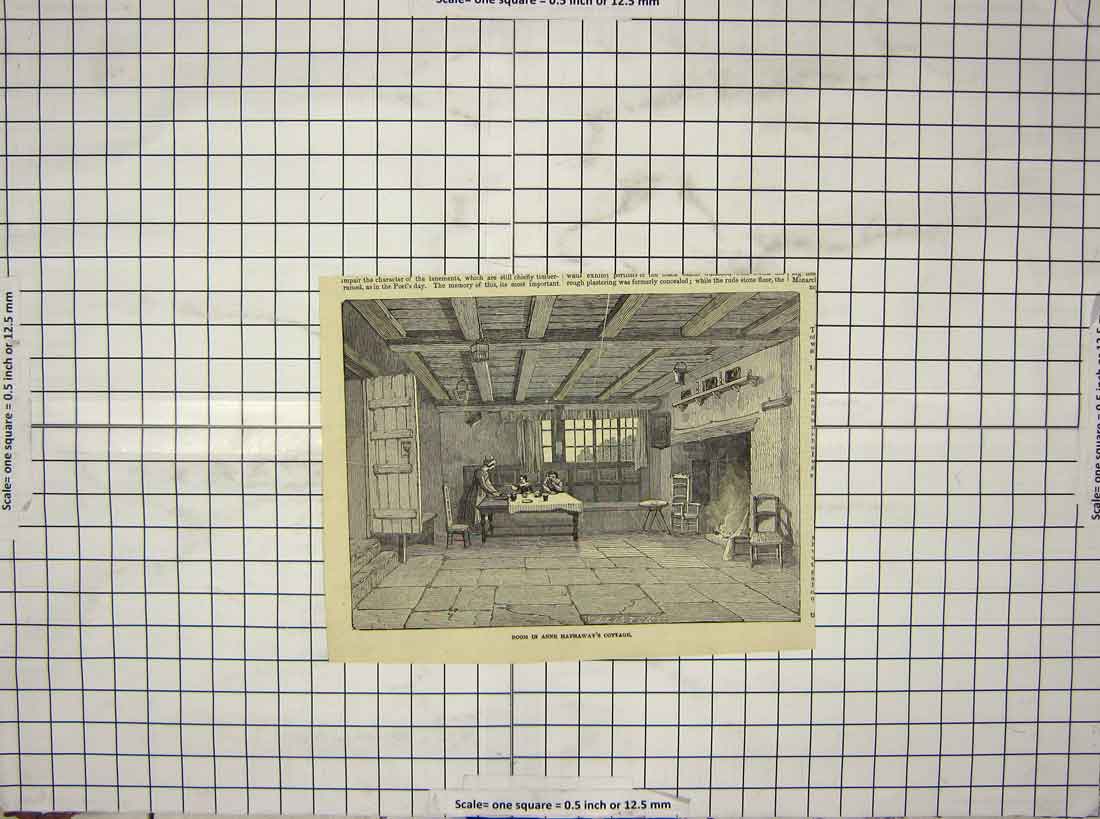 Original Old Antique Print Room Anne Hathaway Cottage House