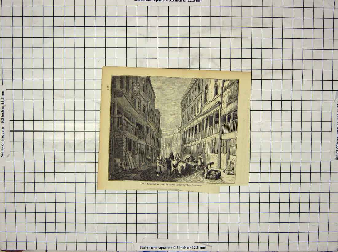 Old Antique Print Watergate Street View Rows Chester England Architecture