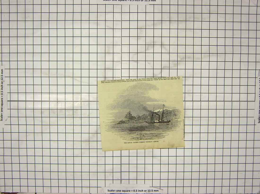 Original Old Antique Print Royal Yachts Passing Dunally Castle Ship