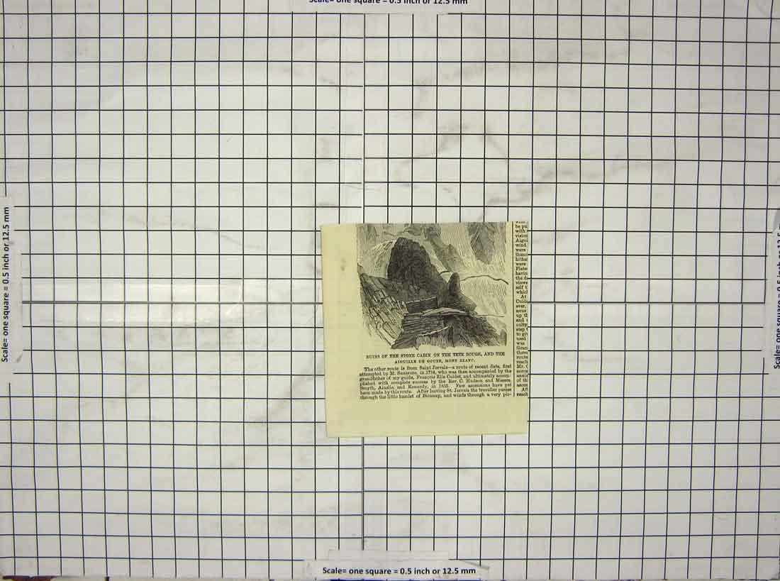 Old Antique Print Ruins Stone Cabin Tete Rouge Aigulle Goute Mont Blanc 18th