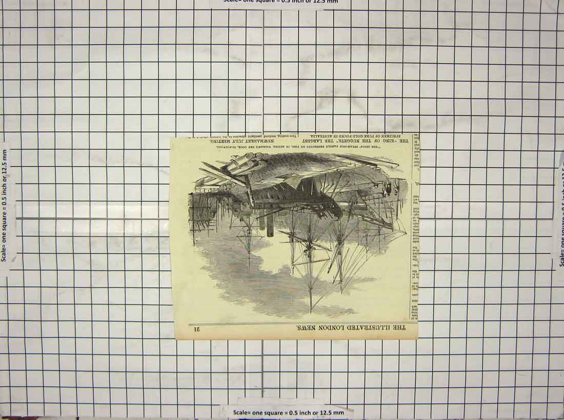Original Old Antique Print Indus Steam Ship Fire Wigram Dry Dock Blackwall 19th