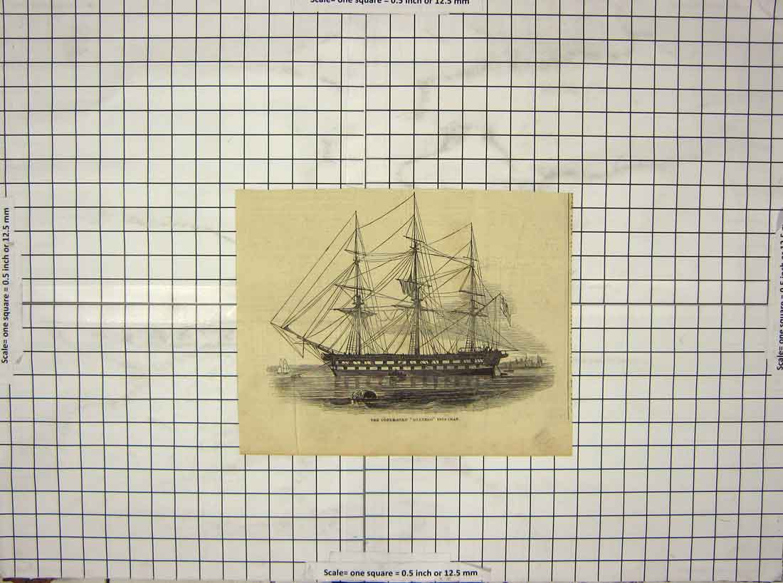 Original Old Antique Print Condemned Sailing Ship Glenelg Indiaman Victorian