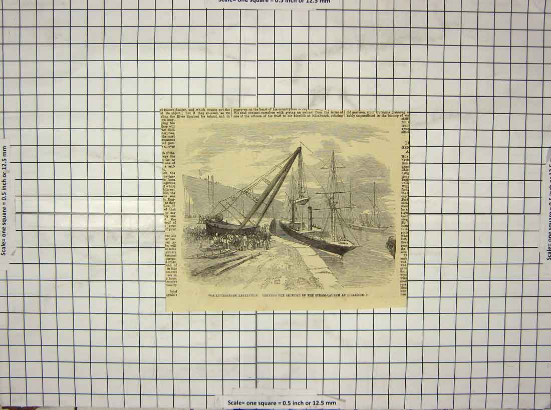 Original Old Antique Print Lvingstone Expedition Ships Steam-Launch Birkenhead