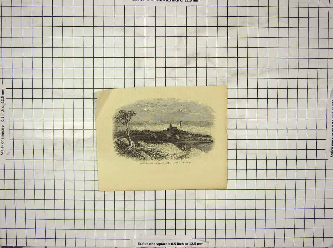 Original Old Antique Print View Reading Caversham Hill Church England Victorian
