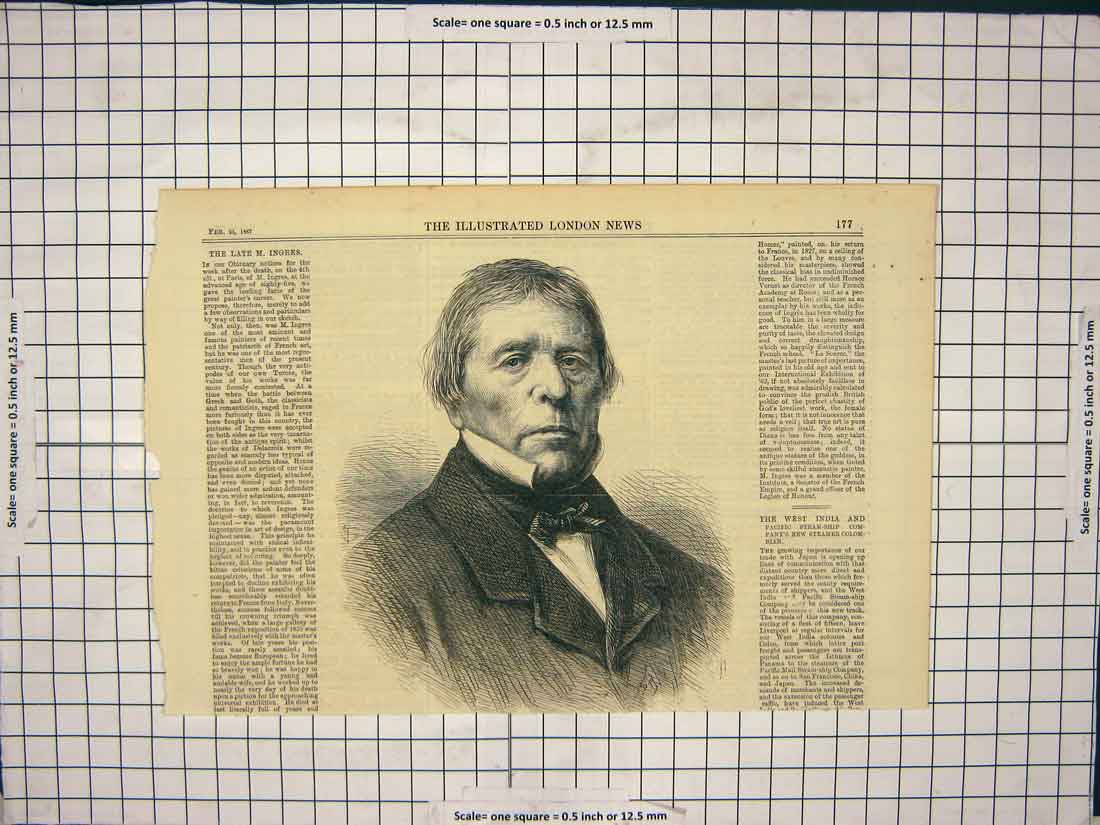 Original Old Antique Print Late M. Ingres West India