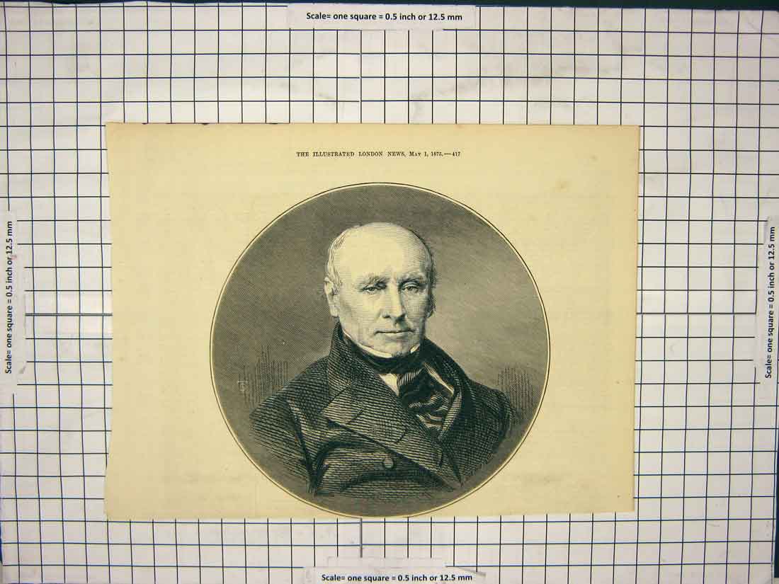 Original Old Antique Print Late Count Brunnow C.1875 19th Century