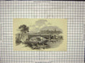 Original Old Antique Print Victoria Bridge Windsor Boats Ducks Tree