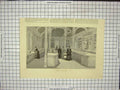 Original Old Antique Print Interior Royal Diary Visiting Guests