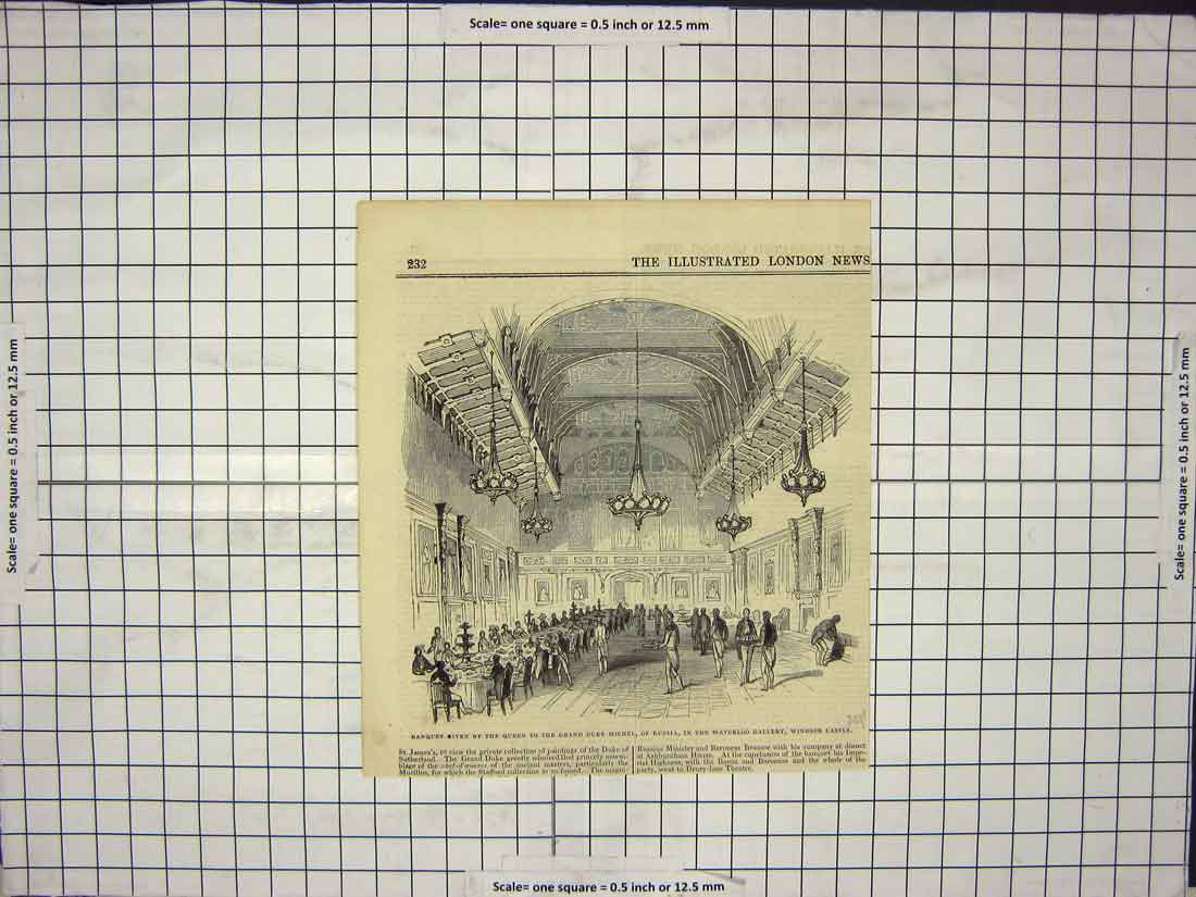 Original Old Antique Print Banquet Given To Grand Duke Michel Russia