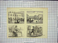 Original Old Antique Print Under Difficulties Boats Flood Post Delivery