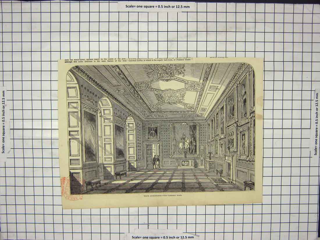 Original Old Antique Print State Apartments The Vandyck Room