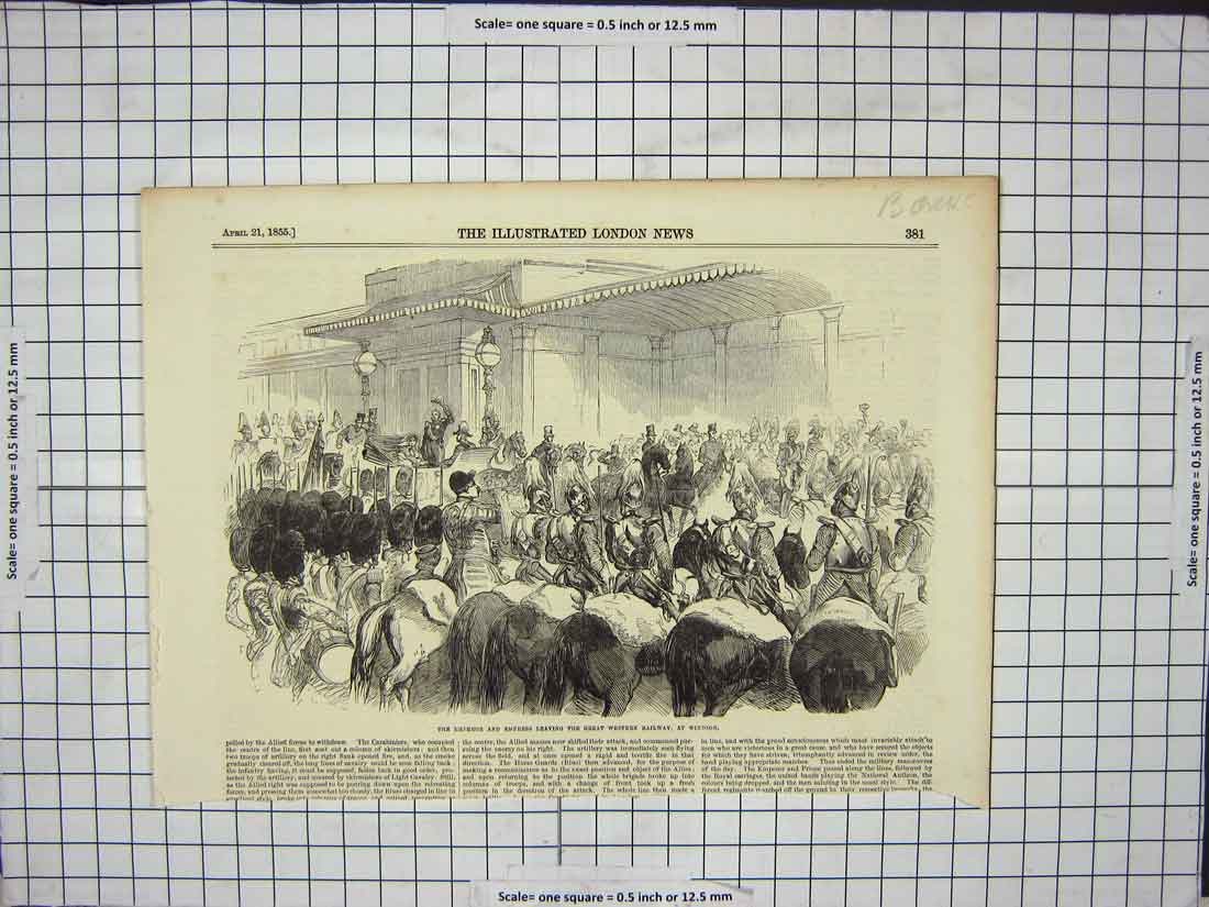 Original Old Antique Print Leaving Western Railway Windsor Horses