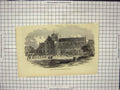 Original Old Antique Print Romsey Abbey Church Hampshire Graveyard