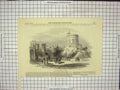 Original Old Antique Print Windsor Castle Horses Towers Walls
