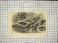 Original Old Antique Print Birdseye View Windsor Farming Horse Carts 20th