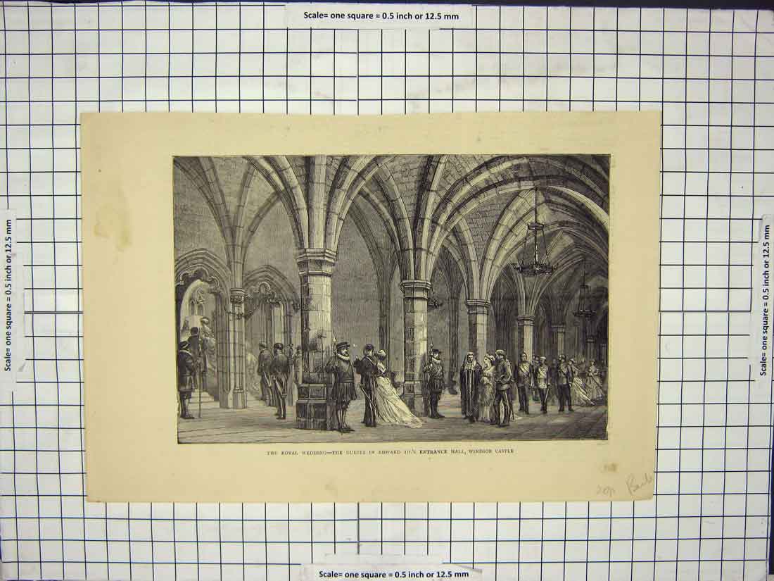 Original Old Antique Print Royal Wedding Guests Edward Iii Windsor