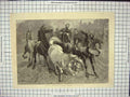 Original Old Antique Print Frost Morning Cavalry Exercise Horses