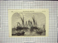 Original Old Antique Print Raising Barque Samuel The Thames Boats