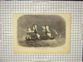 Original Old Antique Print H.M.S. Pylades In Squall Strong Waves