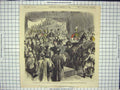 Original Old Antique Print Colour Queen'S Visit Reception At Surrey