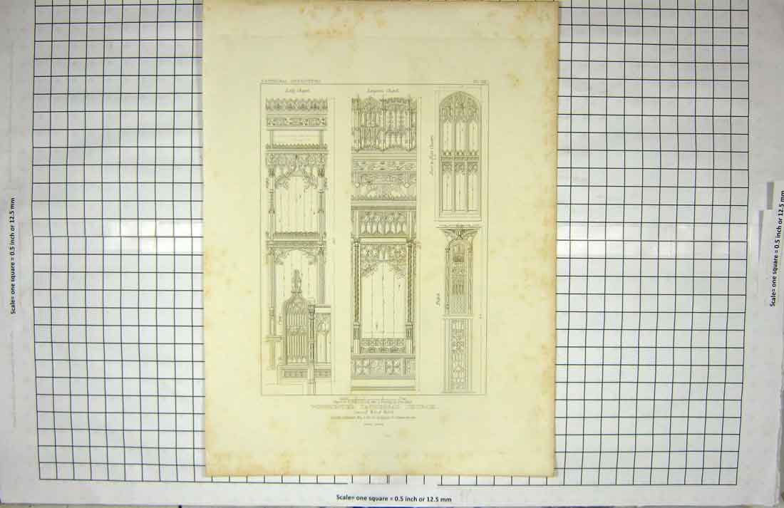 Original Old Antique Print 1817 Winchester Cathedral Church Architecture 19th