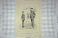 Original Old Antique Print Scene Captain Middy Navy Sailor Ship Deck